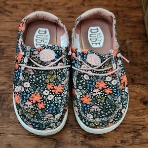Hey Dude Black and Pink Sneakers Slip-On Canvas